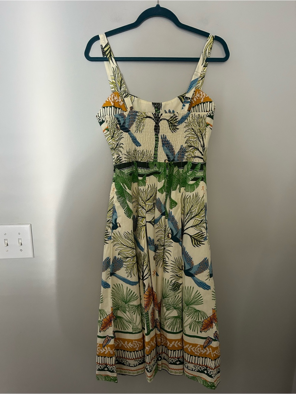 Aylaya Sabo Paulo Ivory Tropical Print Cotton Midi Dress - Picture 7 of 7